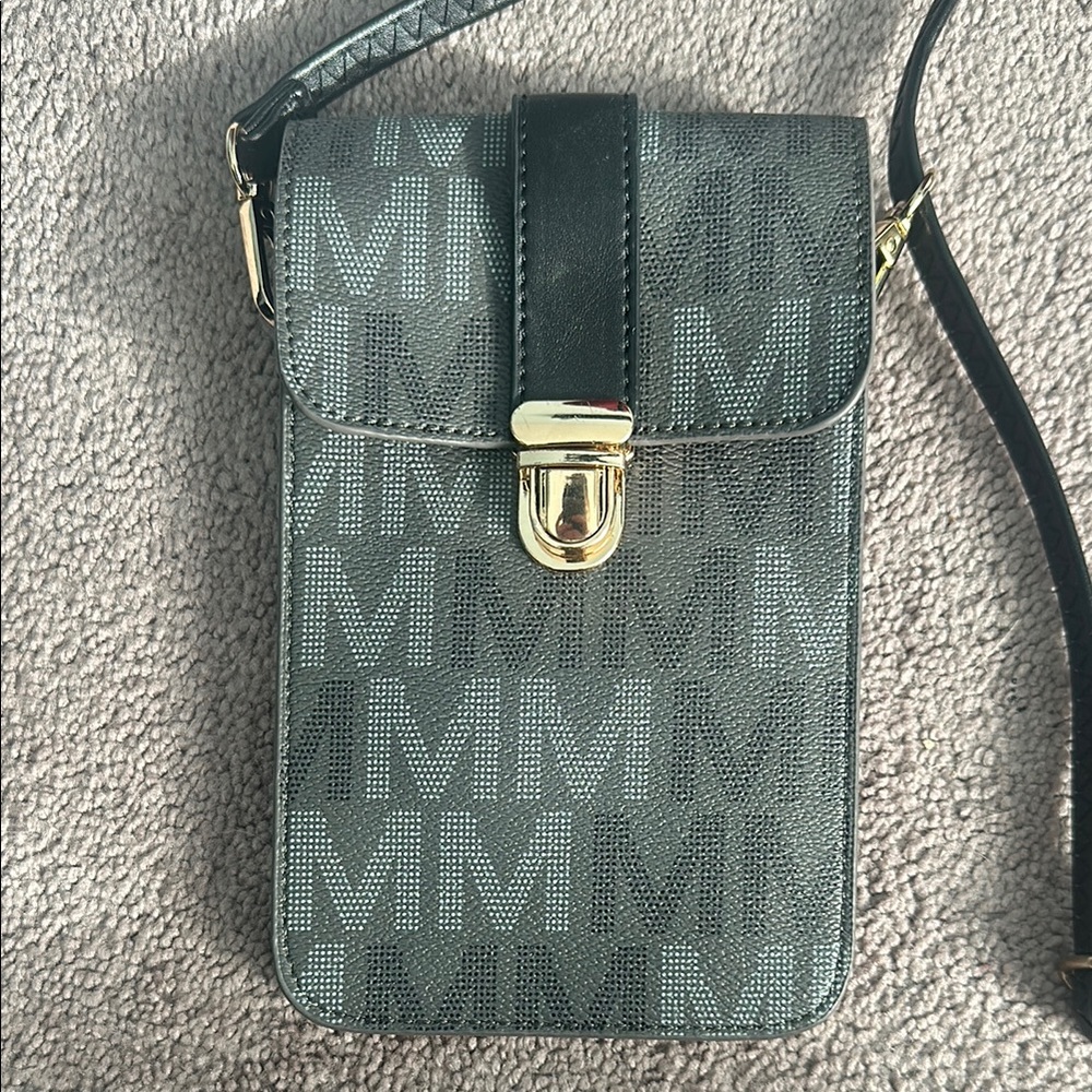 MFK Collection Black and Gray Crossbody Bag